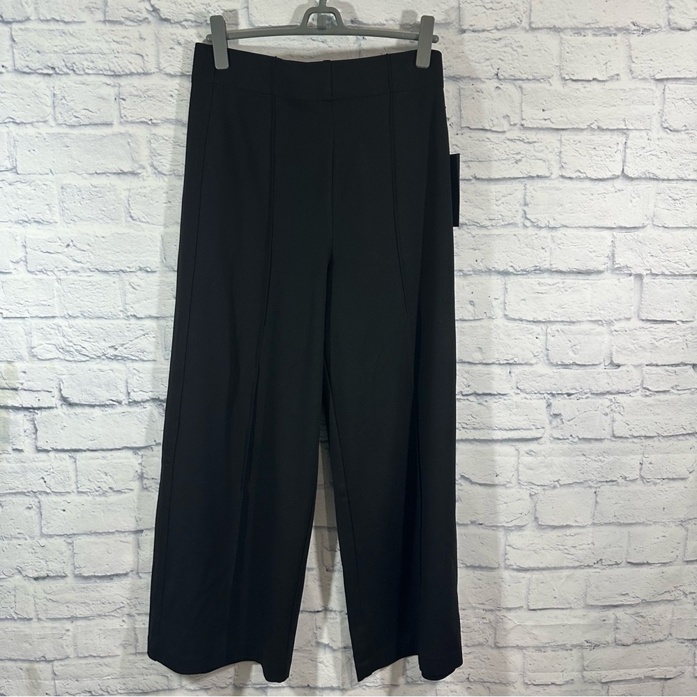 NWT Jones New York Crop Wide Leg Hi-Rise Pull On Black Pants Sz Large